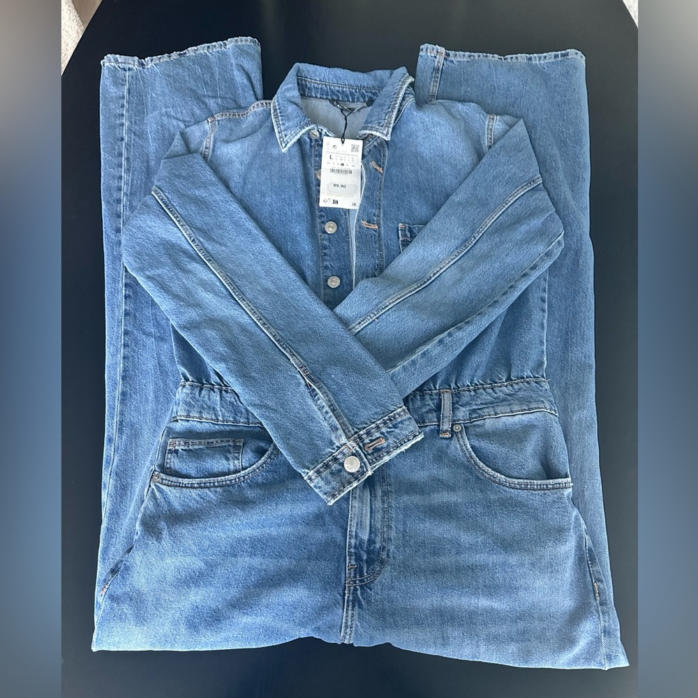 Zara Classic Blue Denim Jumpsuit